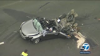 DASHCAM 1 killed 3 hurt in chainreaction crash on 15 Freeway I ABC7 [upl. by Vershen]