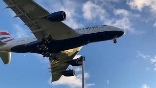 British Airways A380 landing at Heathrow [upl. by Airtina]