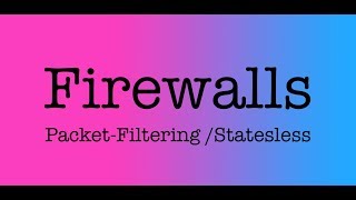 Firewalls PacketFilteringStateless Firewalls [upl. by Nolyd562]