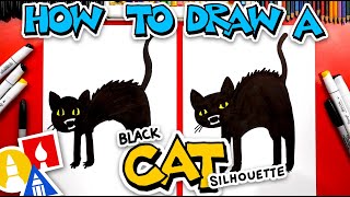 How To Draw A Black Cat Silhouette For Halloween [upl. by Mcdougall283]