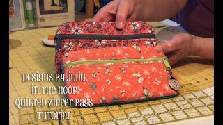 In The Hoop Quilted Zipper Bag Tutorial [upl. by Lamek]