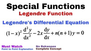 28 Legendre Function  Legendres Differential Equation  Complete Concept [upl. by Yate]