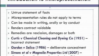 Misrepresentation Lecture 1 of 4 [upl. by Yruj715]