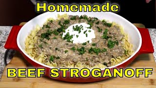 Easy Ground Beef Stroganoff Over Extra Wide Egg Noodles [upl. by Jerry]