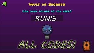 Geometry Dash WORLD The Vault Of Secrets  ALL SECRET CODES  TODOS LOS CÓDIGOS [upl. by Oliver]