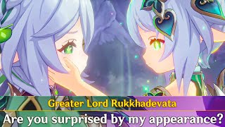 NAHIDA Meets RUKKHADEVATA Cutscene Genshin Impact Archon Quest [upl. by Dnalrah93]