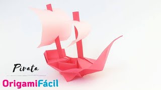 Cómo hacer un barco PIRATA de papel fácil  Origami [upl. by Ydak332]