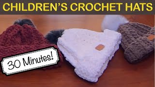 EASY CHILD SIZED CROCHET WINTER HAT  30 MINUTES [upl. by Lipkin]