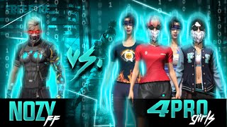 NOZY 👑⚔️ vs 4 TRYHARDS GIRL💗  Free Fire 1vs4 Gameplay 😳 [upl. by Nelram127]