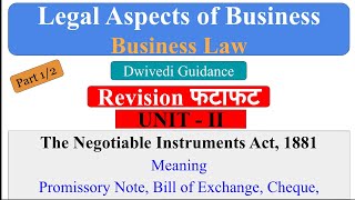 The Negotiable Instrument Act 1881  Promissory Note  Bill of Exchange  Cheque  MBA  BBA [upl. by Sewellyn]