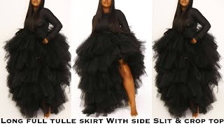 HOW TO MAKE A LAYERED TULLE SKIRT WITH SIDE SLIT [upl. by Inez]