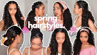 10 EASY HairStyles for Curly Hair  SPRING 2021 ✨ [upl. by Meerek]