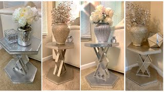 GLAM END TABLES Using DOLLAR TREE Wood Decor  Dazzling Designs By Denise [upl. by Portland109]