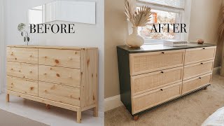 DIY Cane Dresser  Ikea Hack TARVA Dresser Makeover [upl. by Atinaw]