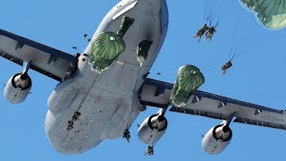 MASSIVE Static Line Jump From C17 Globemaster [upl. by Ahsir759]