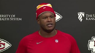 Chiefs OL DJ Humphries talks with media about joining Chiefs [upl. by Bonne48]