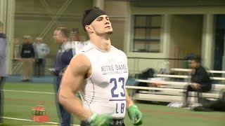 32019 Drue Tranquill at Notre Dames Pro Day [upl. by Ahsekal]