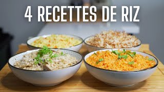 4 DELICIEUSES RECETTES DE RIZ POUR ACCOMPAGNER VOS PLATS  facile et rapide [upl. by Bashemeth506]