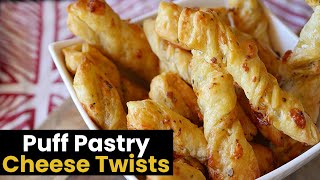 Super Easy Puff Pastry Cheese Twists [upl. by Itsirc]