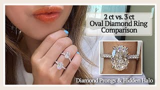 Oval Diamond Size Comparison on Hand  2ct vs 3ct [upl. by Ted653]