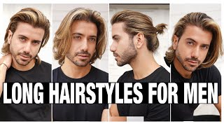 4 LONG HAIRSTYLES FOR MEN  Mens Hair Tutorial [upl. by Leonid750]