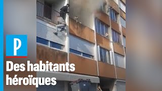 Incendie à Montereau  des jeunes escaladent limmeuble pour sauver des habitants [upl. by Leohcin]