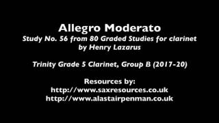 Allegro Moderato by Henry Lazarus Trinity Grade 5 Clarinet [upl. by Rossen]