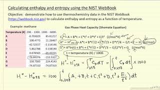 Calculating Enthalpy and Entropy Using the NIST WebBook [upl. by Oht]