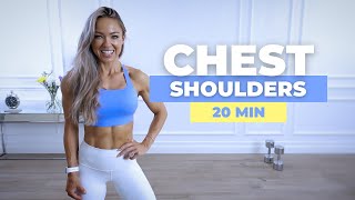 20 MIN CHEST AND SHOULDERS WORKOUT with Dumbbells  No Repeat [upl. by Nivlem]