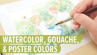 The Difference Between Watercolor Gouache amp Poster Colors [upl. by Asikal]