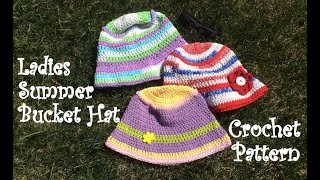 Ladies Summer Bucket Hat Crochet Pattern [upl. by Aehtna872]