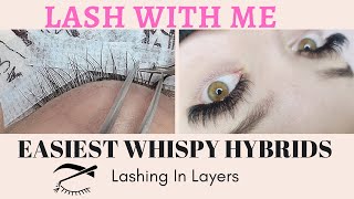 How to Easiest Wispy Hybrid Set While Lashing in Layers [upl. by Yokoyama]