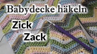 Babydecke häkeln  Zick Zack  zig zag crochet  baby blanket  AnnCooki [upl. by Garibald]