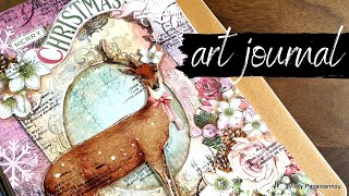 art journal  Stamperia Pink Christmas collection [upl. by Nickolas]