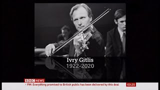 Ivry Gitlis passes away 1922  2020 Israel  BBC News  25th December 2020 [upl. by Zebe]