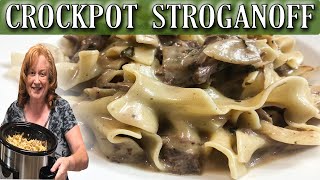 CROCKPOT CREAMY BEEF STROGANOFF RECIPE USING A ROAST [upl. by Bergmann]