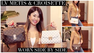 LOUIS VUITTON Pochette Metis amp Croisette Comparison Worn Side by Side [upl. by Herve]