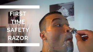 How To Use A Safety Razor  First Time Using A Safety Razor [upl. by Emylee]