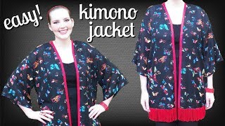 How to Make a Kimono Jacket  Easy DIY Kimono Cardigan  Sewing Projects for Beginners [upl. by Aehtela]