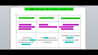 Les différents types des sociétés commerciales [upl. by Knick]