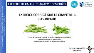 Exercice corrigé de calcul de coûts  TD1  CAS RICAUD  GEA [upl. by Ddot]