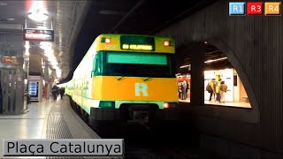 Rodalies Barcelona  Plaça Catalunya R1  R3  R4  R12  Renfe 447 [upl. by Ydollem631]