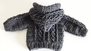 Crochet 31 How to crochet Aran baby hoodie Part 1 [upl. by Mairam658]