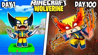 I Survived 100 Days as WOLVERINE in Minecraft [upl. by Hazeefah]