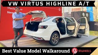 Volkswagen Virtus HighLine Automatic Walkaround Review  Best Value Mid Version In Detail [upl. by Chita]