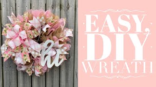 How to Make an Easy Mesh Wreath  Ruffled Wreath Tutorial  How to Make a Bow by Hand [upl. by Ennadroj340]