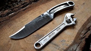 Forging a BOWIE KNIFE from a broken crescent wrench [upl. by Ecinev600]