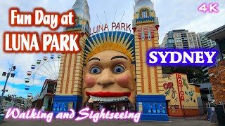 LUNA PARK SYDNEY AUSTRALIA  Fun Day Trip  4K Walking Sightseeing Exploring Tour  Amusement Park [upl. by Atnad]