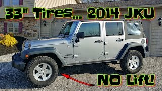 33quot Tires On Stock Jku NO Lift amp No Spacers Nitto 2857017 [upl. by Jessabell]