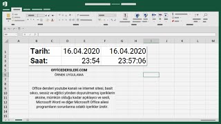 Tarih ve Saat yazma  Kısayol ve Formül   Microsoft Excel [upl. by Yrtua155]